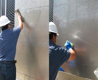 Man Cleaning the Wall